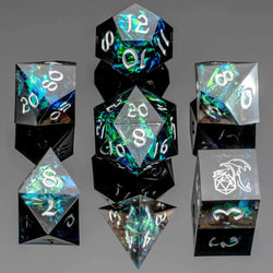 Dice Hymgho Poly 7 Set: Captured Magic Hand Sanded Sharp Edge Resin