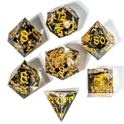 Dice Hymgho Poly 7 Set: Captured Magic Hand Sanded Sharp Edge Resin