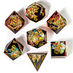 Dice Hymgho Poly 7 Set: Captured Magic Hand Sanded Sharp Edge Resin