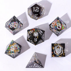 Dice Hymgho Poly 7 Set: Captured Magic Hand Sanded Sharp Edge Resin