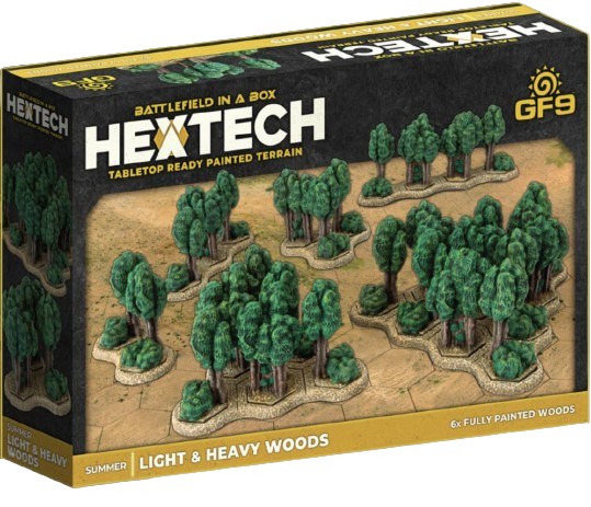 BattleTech Terrain Hextech: Woods Light/Heavy Summer (x6 Green)