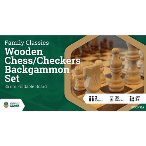 Wooden Folding Chess/Checkers/Backgammon Set 35 CM