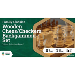 Wooden Folding Chess/Checkers/Backgammon Set 35 CM