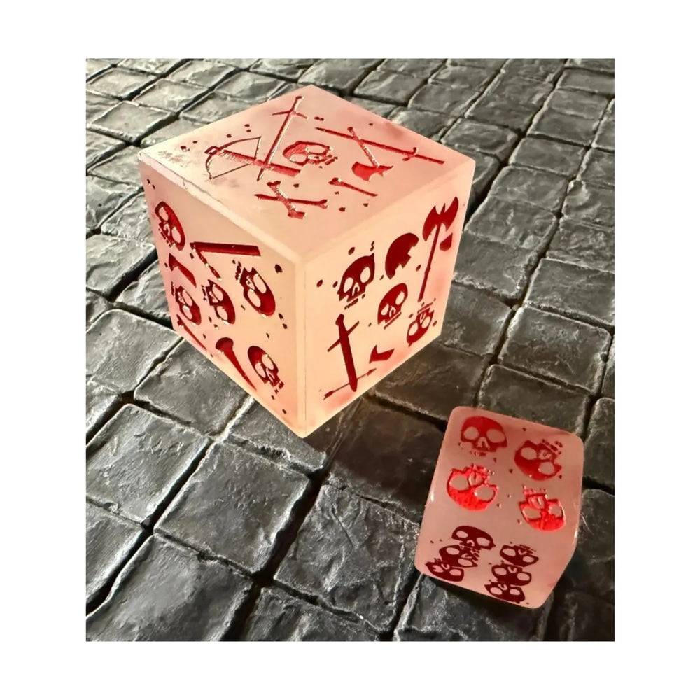 Dice Severed: D6 Gelatinous Cube: Set Of Three 1" Cubes - 1 Glow In The Dark And 2 Blood Filled