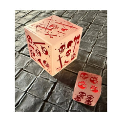 Dice Severed: D6 Gelatinous Cube: Set Of Three 1" Cubes - 1 Glow In The Dark And 2 Blood Filled