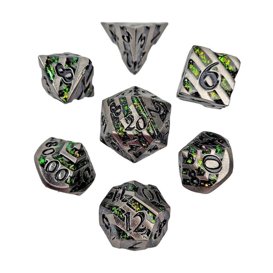 Dice Forged: Poly 7 set Metal Banded