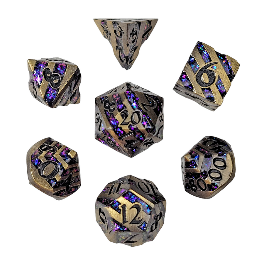 Dice Forged: Poly 7 set Metal Banded