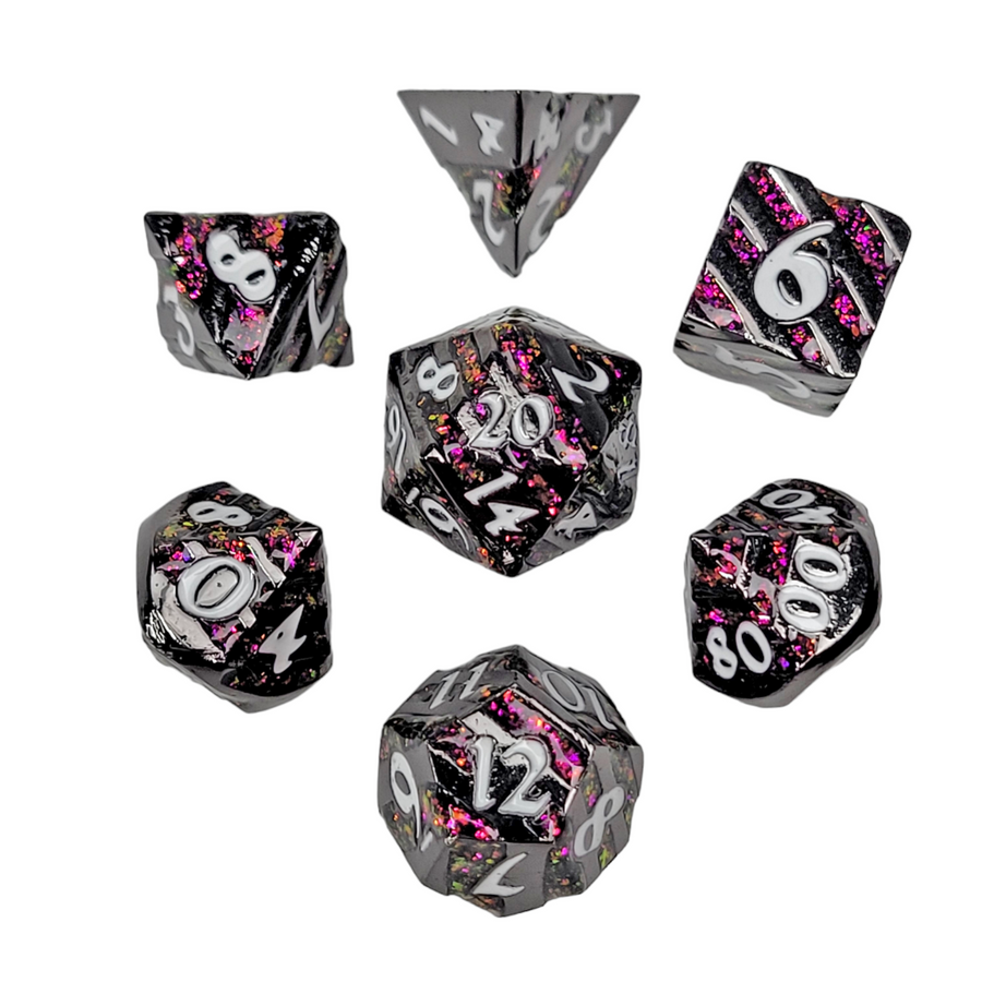 Dice Forged: Poly 7 set Metal Banded