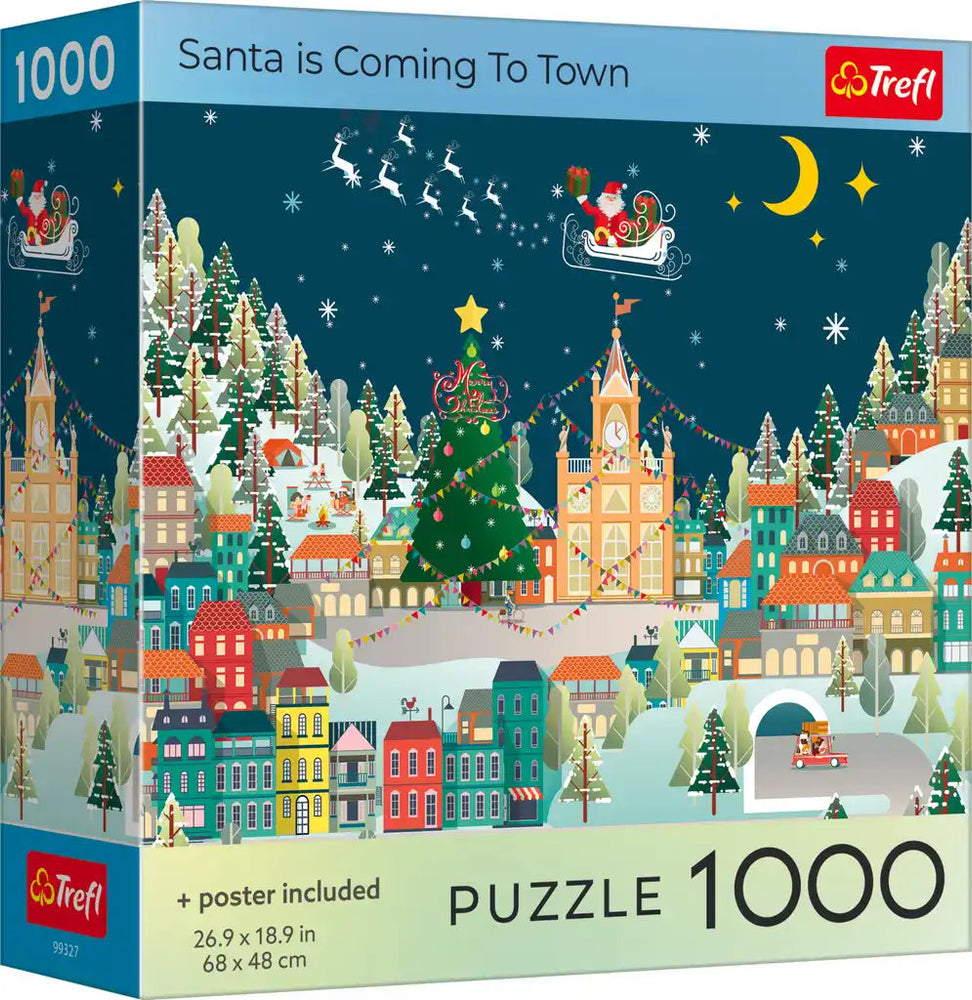 Puzzle Trefl: 1000 Piece Santa is Coming to Town with Poster (Trefl Red)
