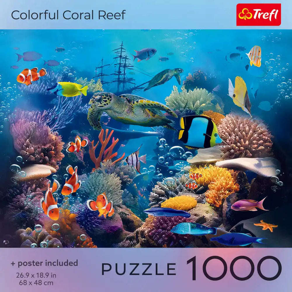 Puzzle Trefl: 1000 Piece Colorful Coral Reef with Poster (Trefl Red)