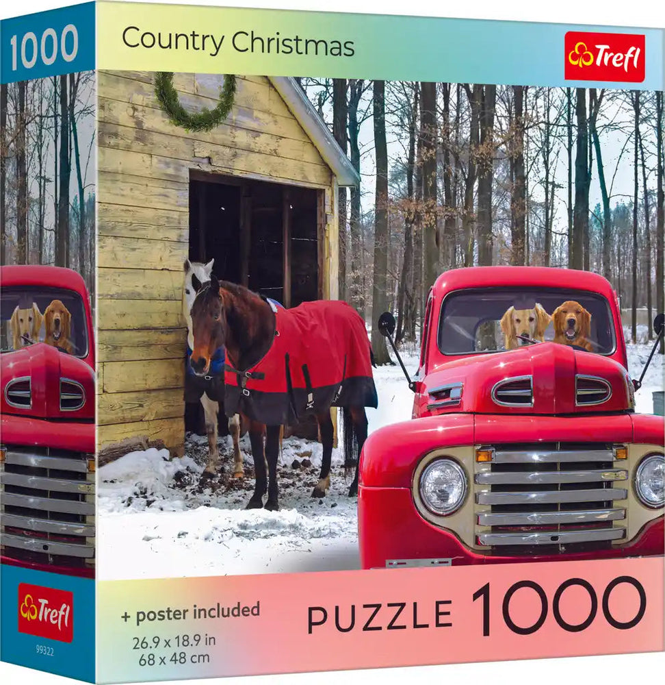 Puzzle Trefl: 1000 Piece Country Christmas with Poster (Trefl Red)