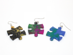 Earrings Chessex: Hook Puzzle Piece Pair (Assorted Dice Colors)