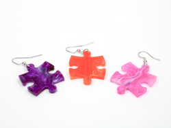 Earrings Chessex: Hook Puzzle Piece Pair (Assorted Dice Colors)