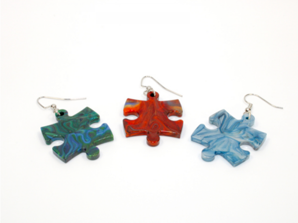 Earrings Chessex: Hook Puzzle Piece Pair (Assorted Dice Colors)