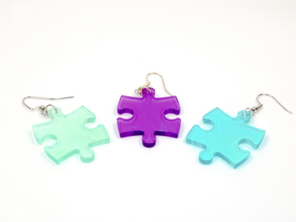 Earrings Chessex: Hook Puzzle Piece Pair (Assorted Dice Colors)