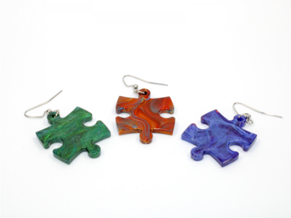 Earrings Chessex: Hook Puzzle Piece Pair (Assorted Dice Colors)