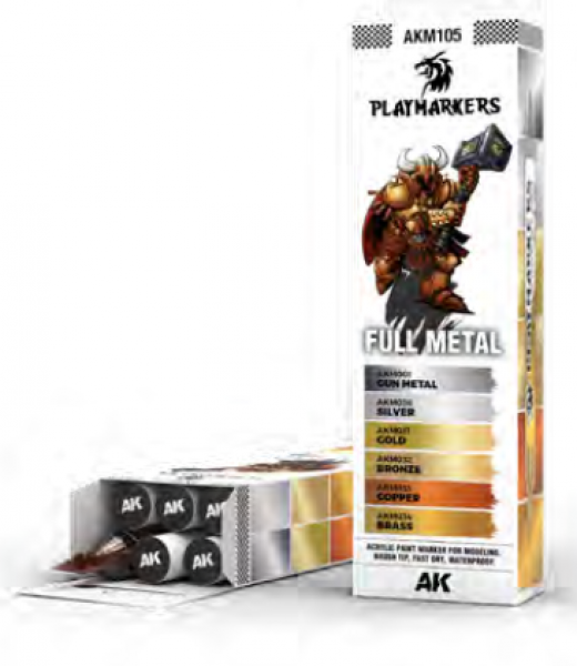 Paint AK: Playmarkers Set - Full Metal (6 Ref.)
