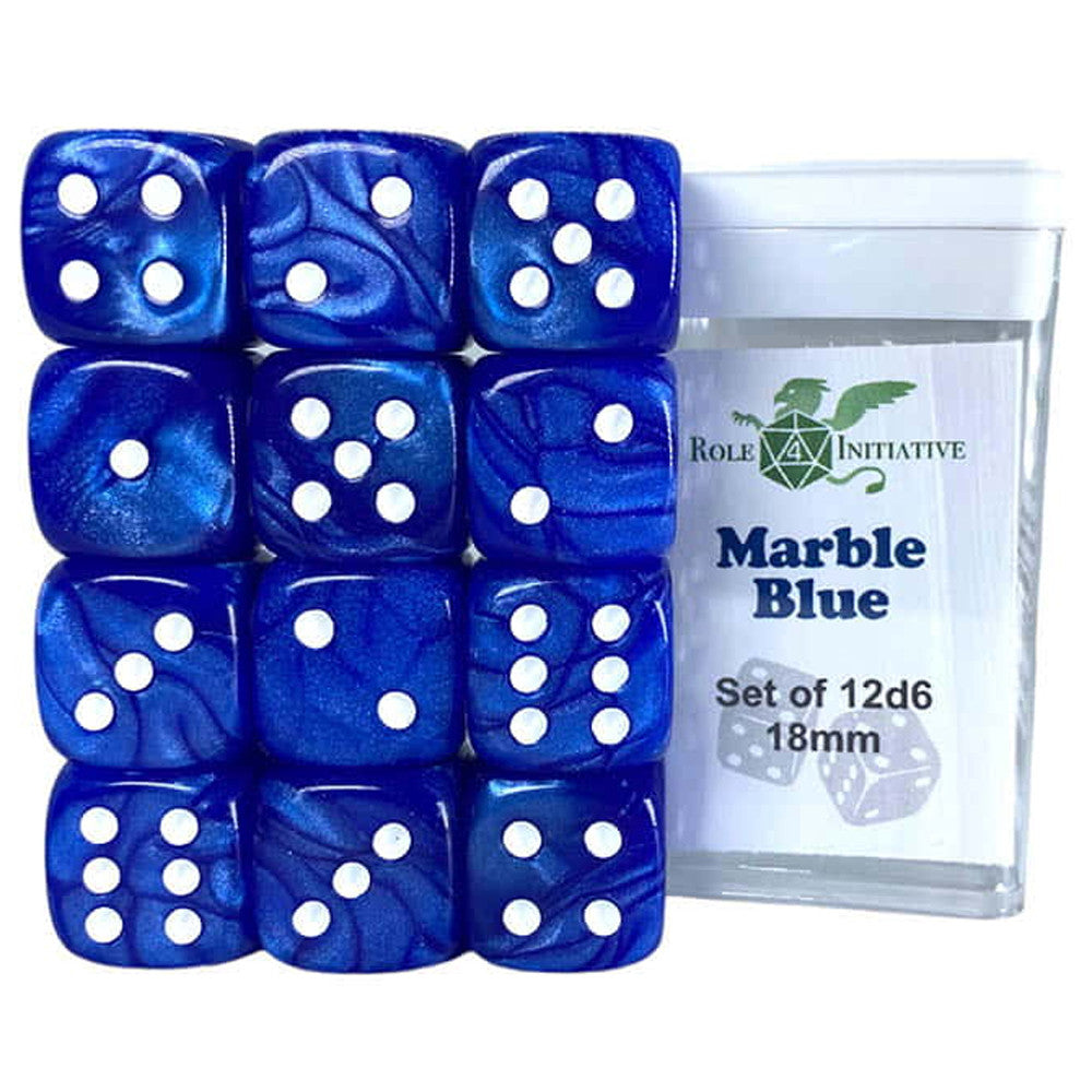 Dice Role 4: 18mm 12 set Marble Blue