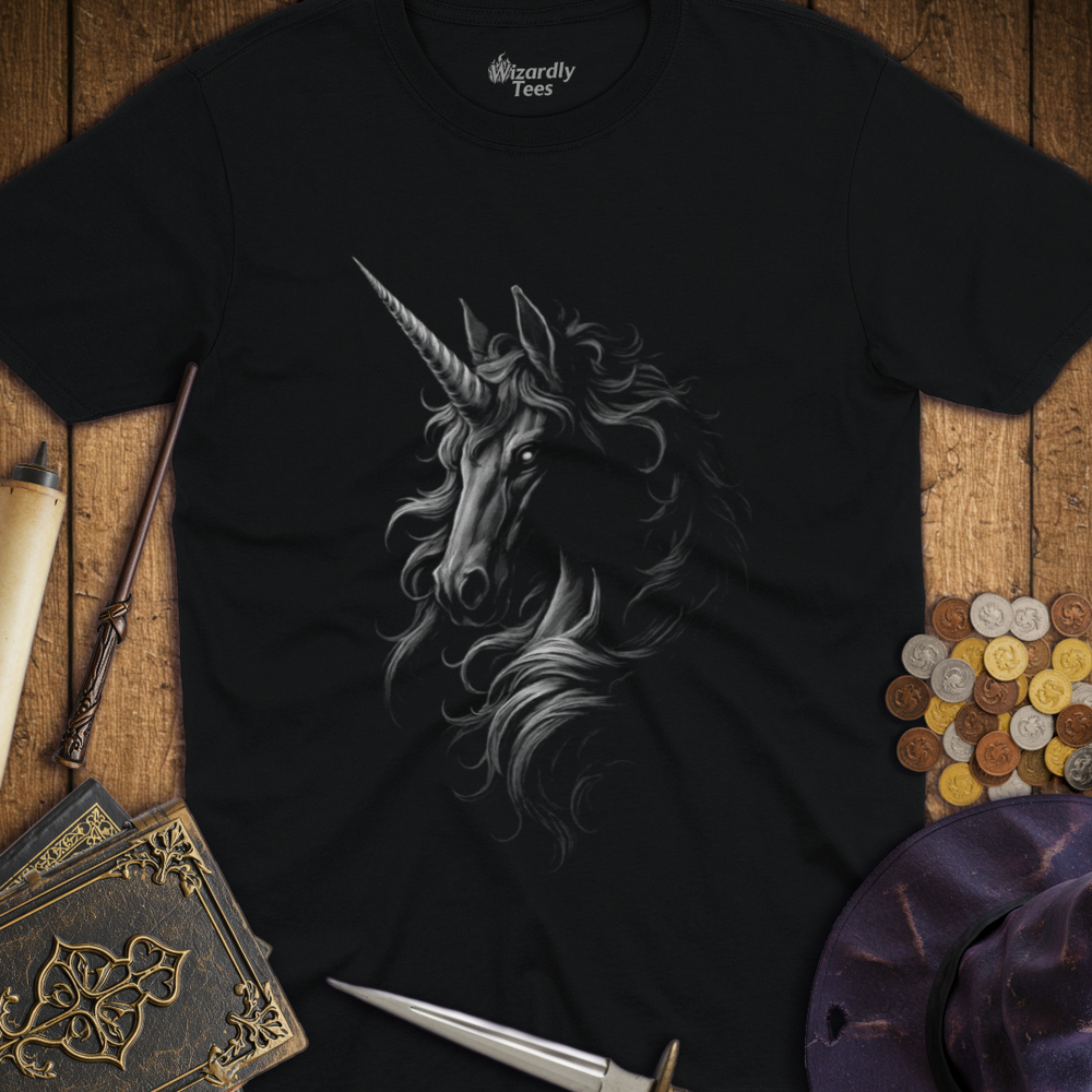 T-Shirt Wizardly: Shadowed Unicorn Silver
