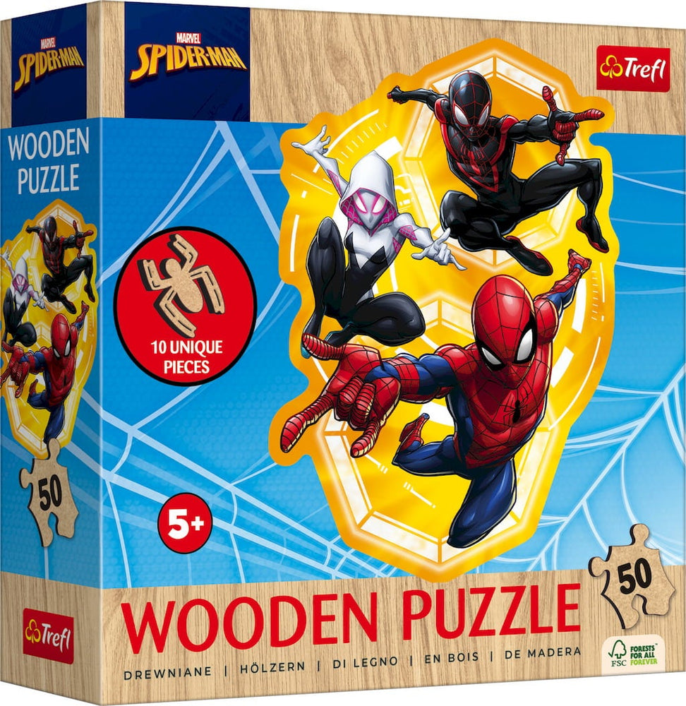 Puzzle Trefl:   50 piece Marvel wooden Spider-Man Ready in Action
