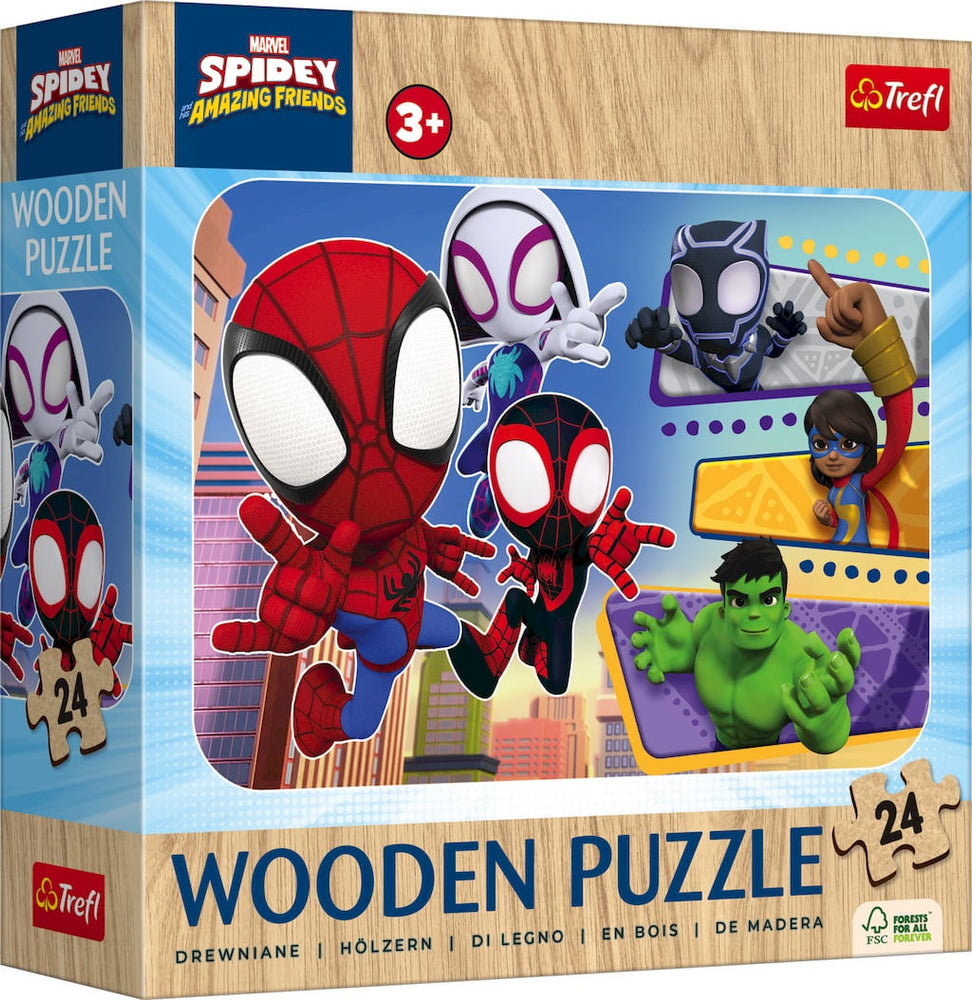 Puzzle Trefl:   24 piece Marvel wooden Brave Spidey and his Amazing Friends