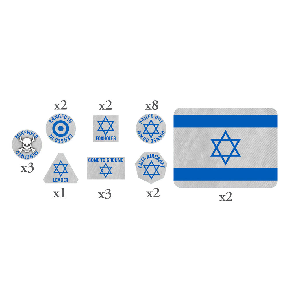 World War 3: Gaming Aids-  Israeli Token Set (x20 Tokens, x2 Objectives)