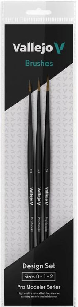 Paint Vallejo Brush Set: Design: Natural Hair (Sizes 0, 1 & 2)