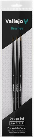 Paint Vallejo Brush Set: Design: Natural Hair (Sizes 0, 1 & 2)