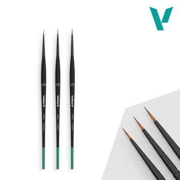 Paint Brush Vallejo Set: Definition: Synthetic fibers (Sizes 4/0, 3/0 & 2/0)