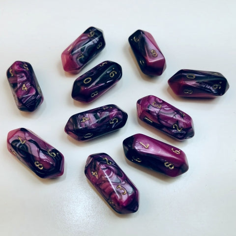 Dice Crystal Caste: Crystal D10 Toxic Set of 10