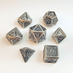 Dice Crystal Caste: Poly 7 Set Dwarven Metal Skull & Bones