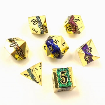 Dice Crystal Caste: Poly 7 Set Dwarven Metal Infinity Lode
