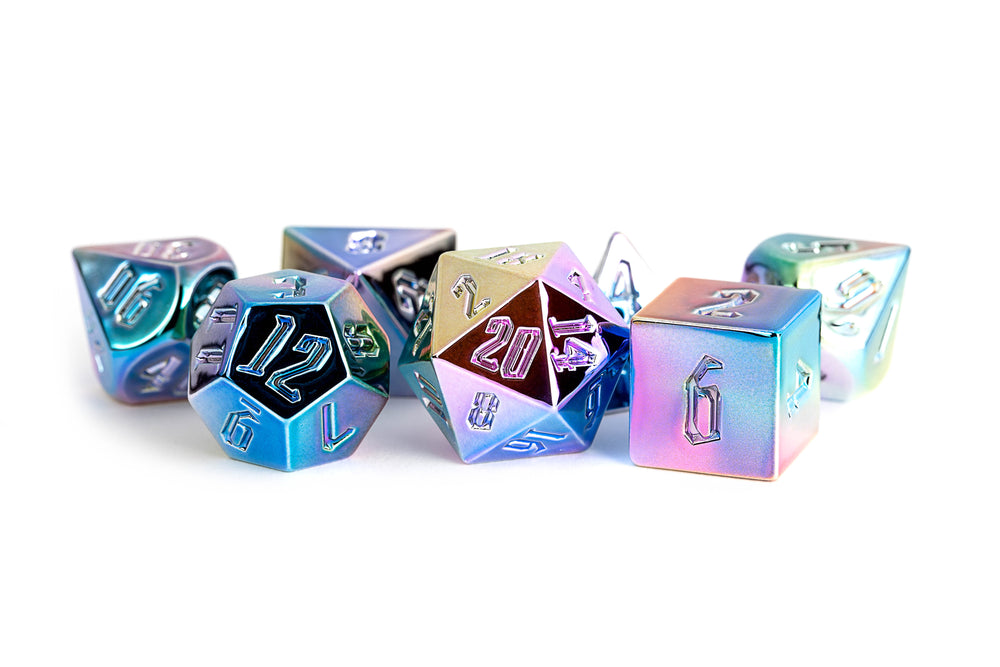 Dice Metallic Dice Co: Poly 7 Set Acrylic - Aluminum Plated