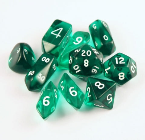 Dice Crystal Caste: Poly 10 set Hybrid Translucent