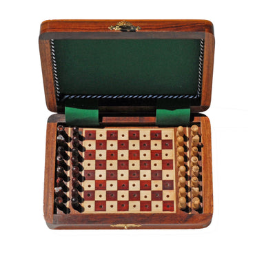 Chess Set Travel - 8" Peg in Teak Box