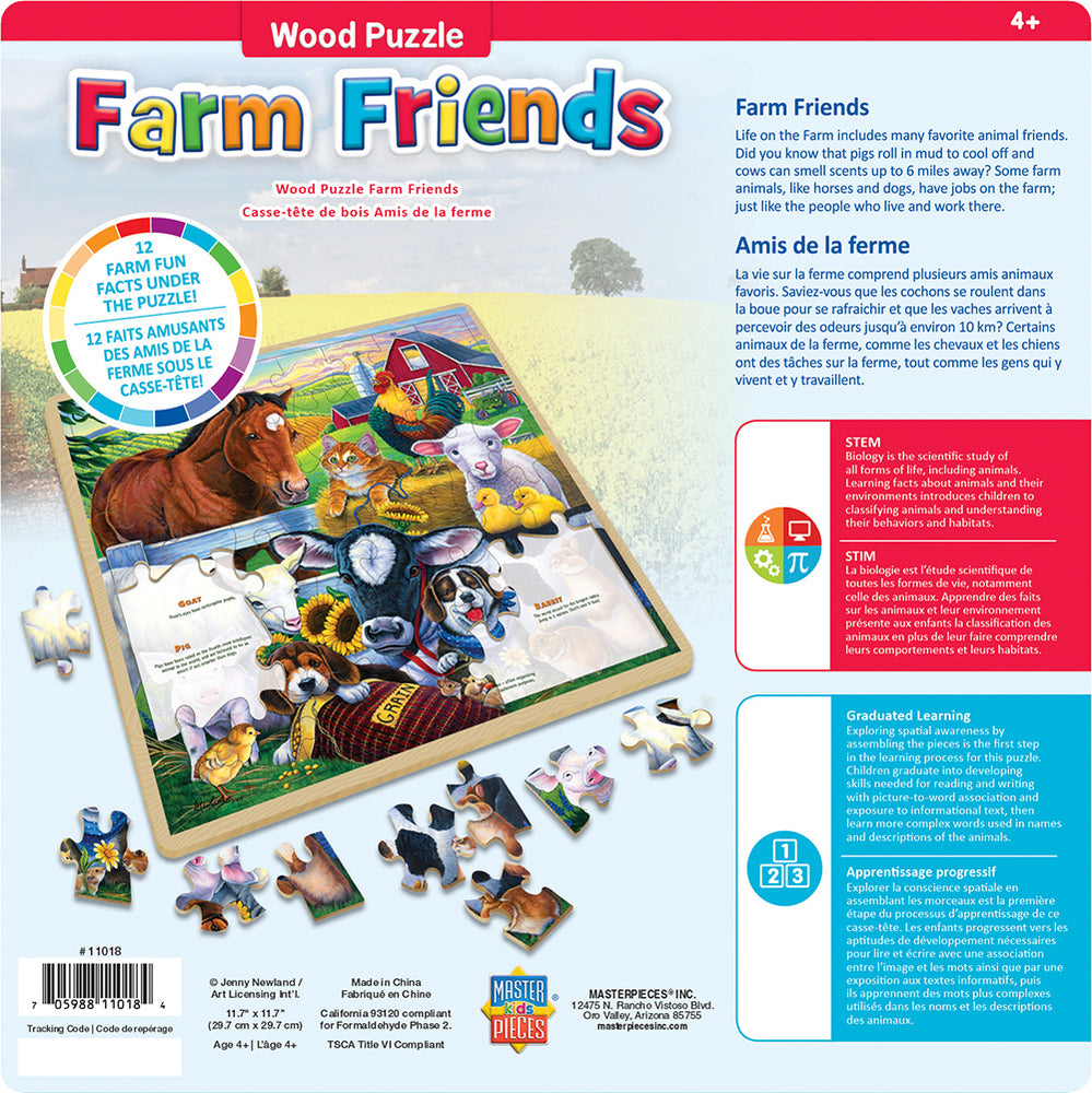 Puzzle Masterpieces:   48 piece Wood Farm Friends