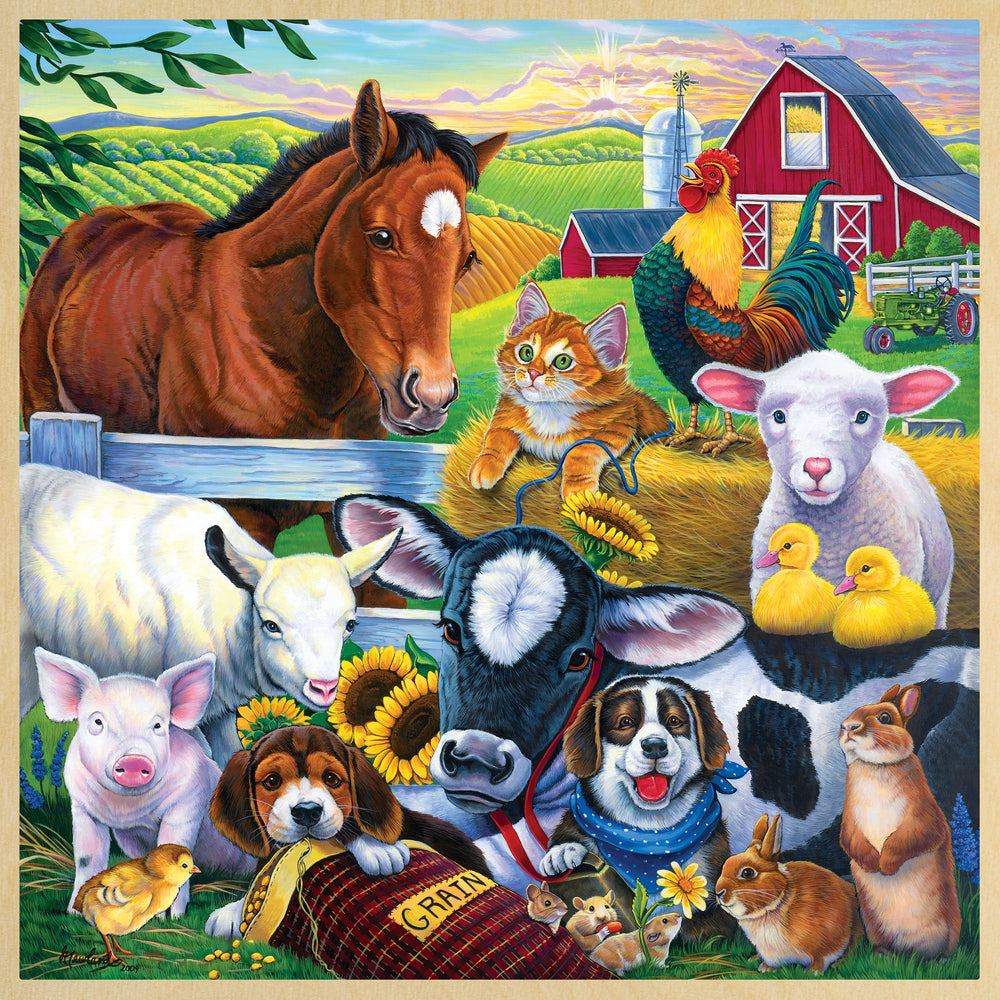 Puzzle Masterpieces:   48 piece Wood Farm Friends