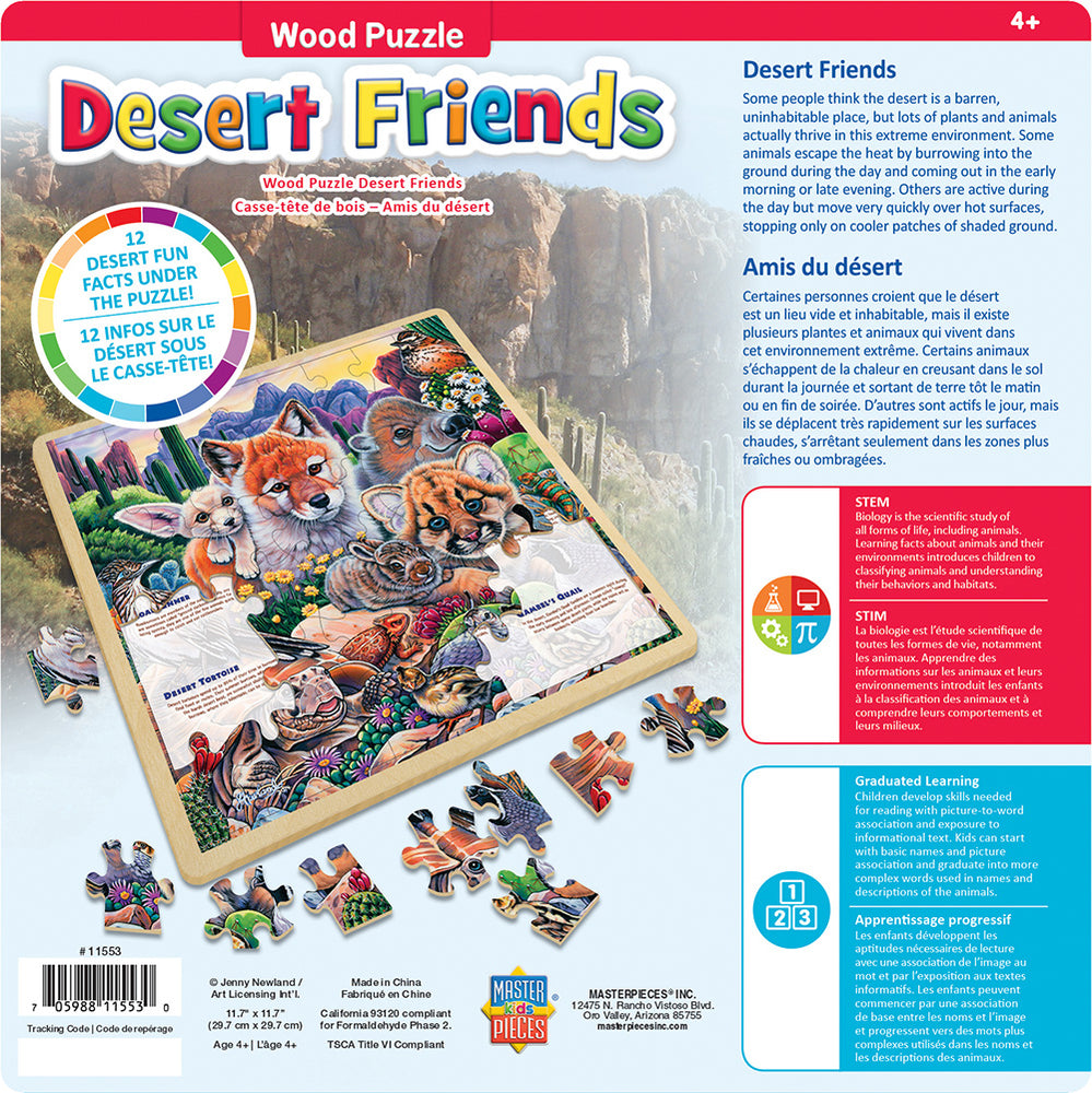 Puzzle Masterpieces:   48 Piece Wood Fun Facts - Desert Friends
