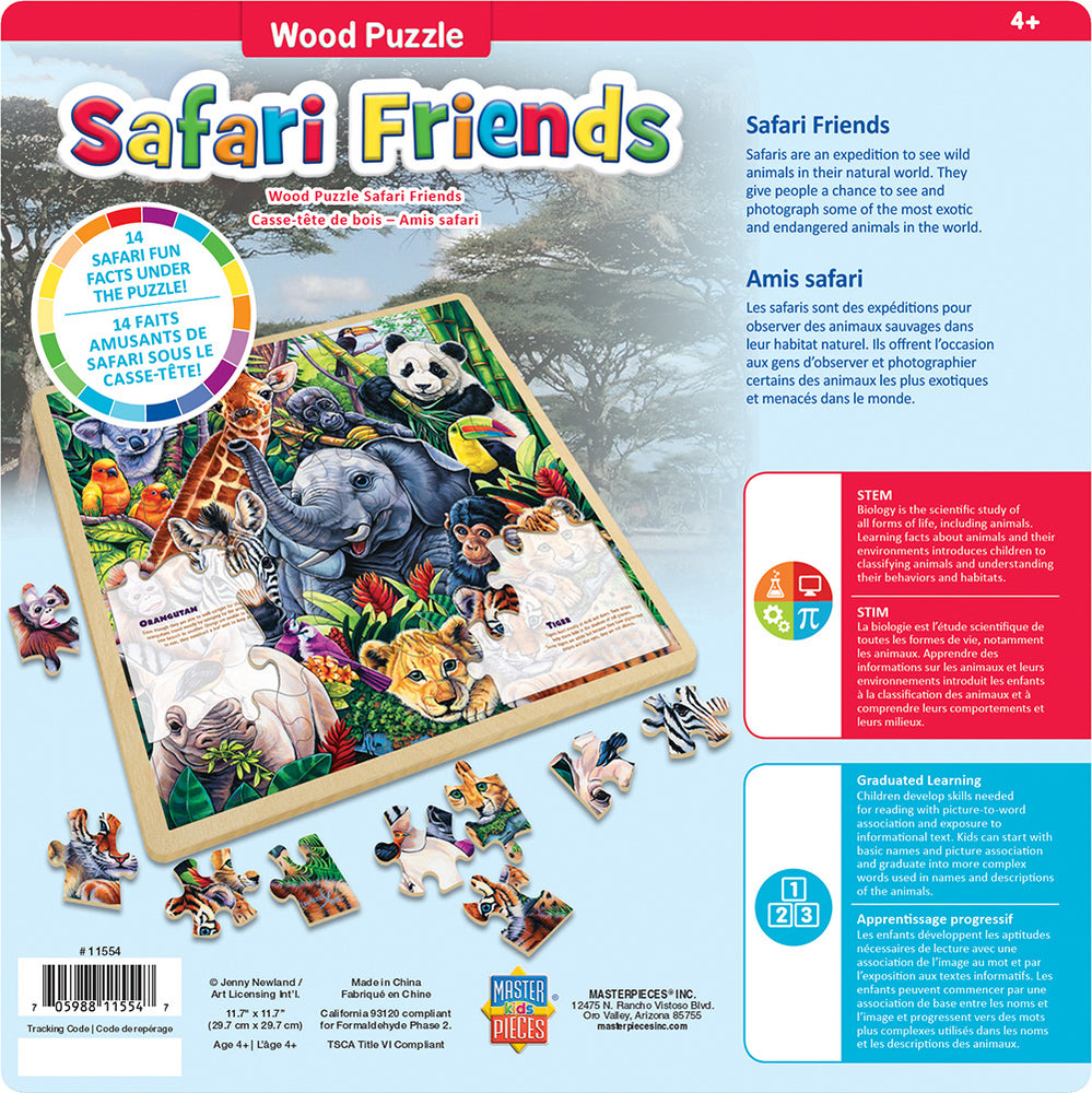 Puzzle Masterpieces:   48 Piece Wood Fun Facts - Safari Friends