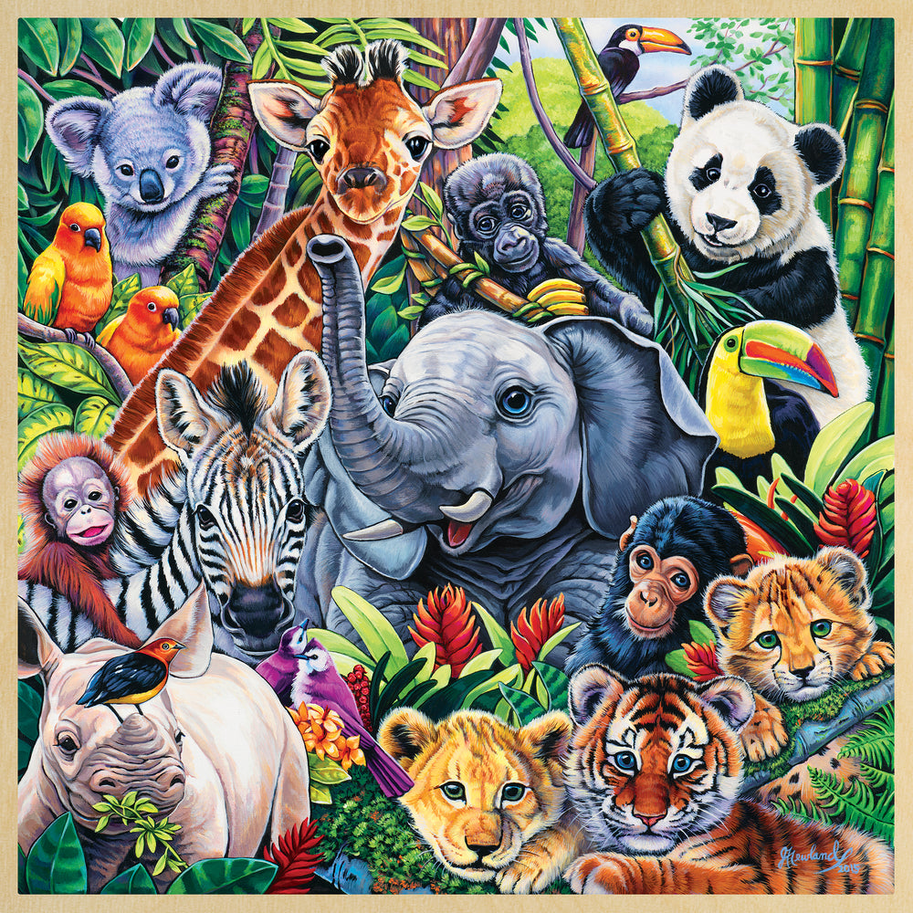 Puzzle Masterpieces:   48 Piece Wood Fun Facts - Safari Friends