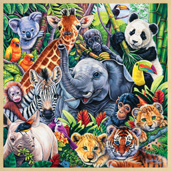 Puzzle Masterpieces:   48 Piece Wood Fun Facts - Safari Friends
