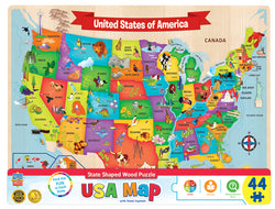 Puzzle Masterpieces:   44 Piece WoodEducational - USA Map