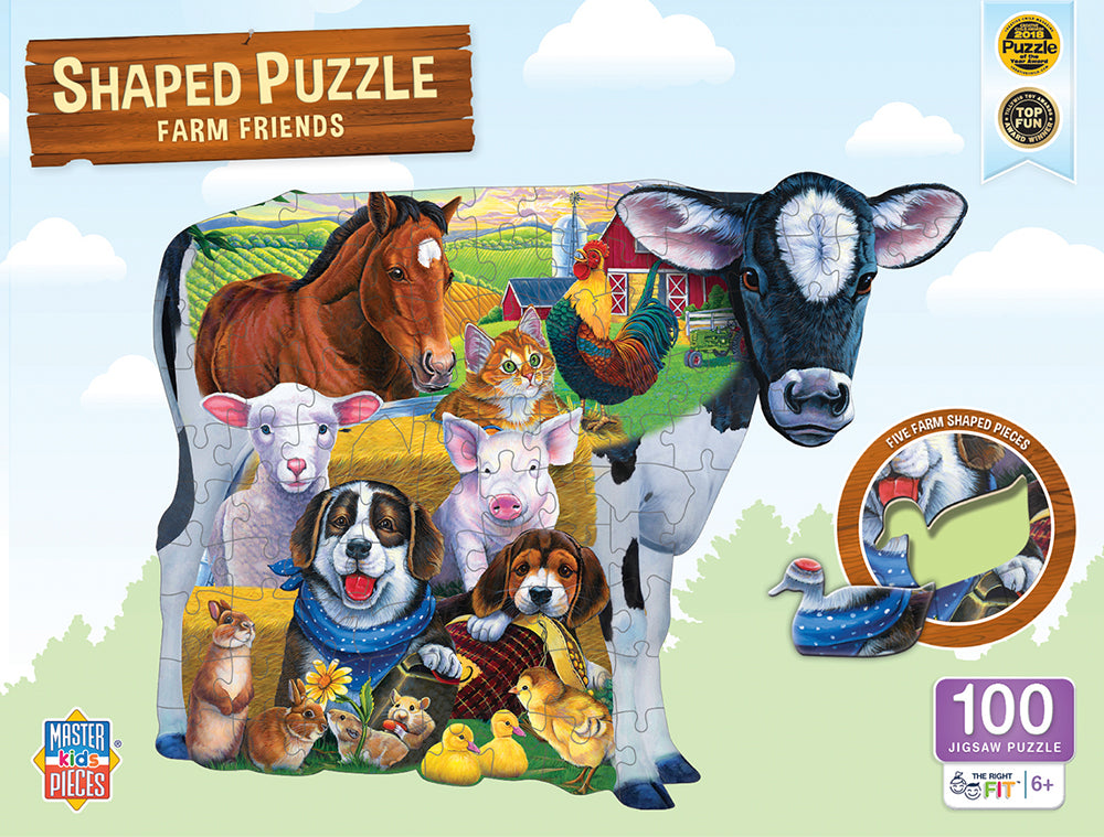 Puzzle Masterpieces:   100 Piece Shaped - Farm Friends