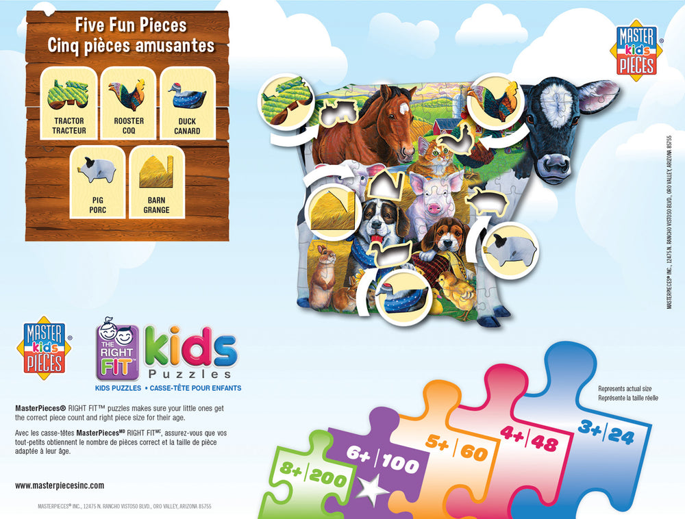 Puzzle Masterpieces:   100 Piece Shaped - Farm Friends