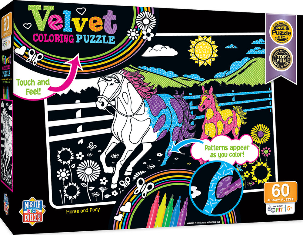 Puzzle Masterpieces:   60 Piece Velvet Coloring - Horse and Pony