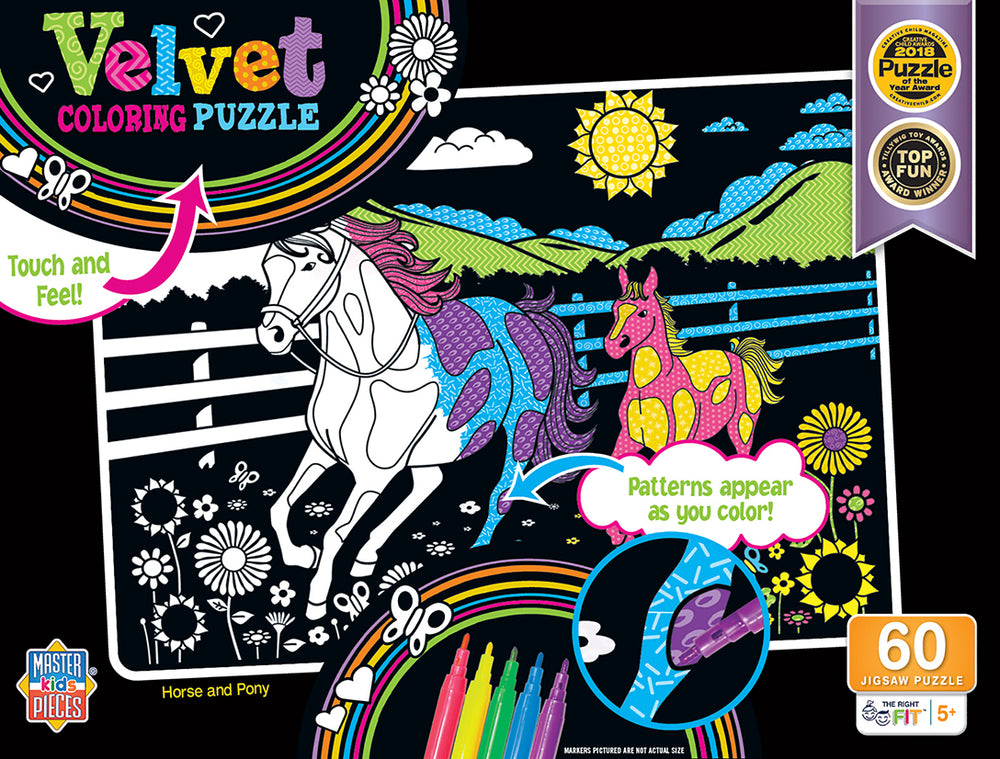 Puzzle Masterpieces:   60 Piece Velvet Coloring - Horse and Pony