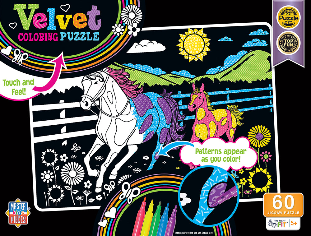 Puzzle Masterpieces:   60 Piece Velvet Coloring - Horse and Pony