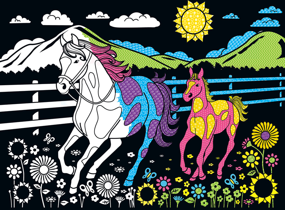 Puzzle Masterpieces:   60 Piece Velvet Coloring - Horse and Pony