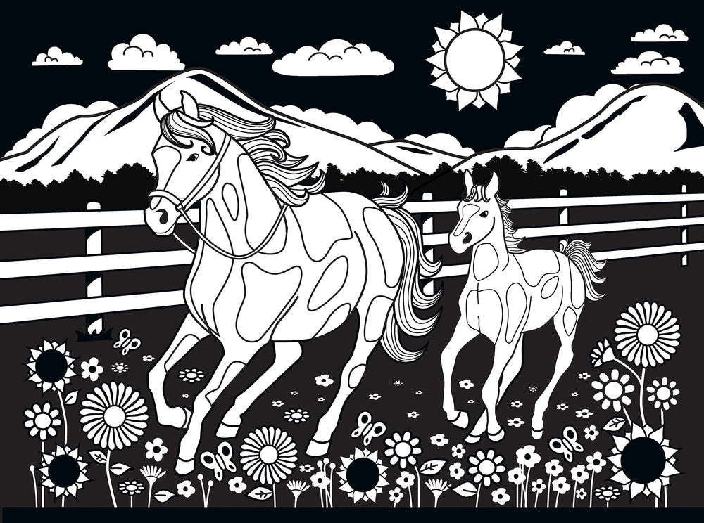 Puzzle Masterpieces:   60 Piece Velvet Coloring - Horse and Pony