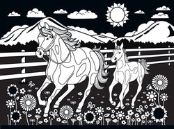 Puzzle Masterpieces:   60 Piece Velvet Coloring - Horse and Pony